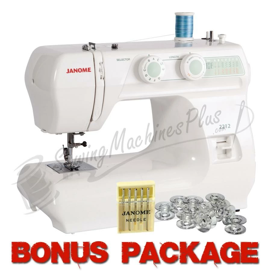 Janome 2212 12 Stitch Full Size Freearm Sewing Machine, 860SPM & FREE BONUS PACKAGE 1 Janome 2212 12 Stitch Full Size Freearm Sewing Machine, 860SPM & FREE BONUS PACKAGE