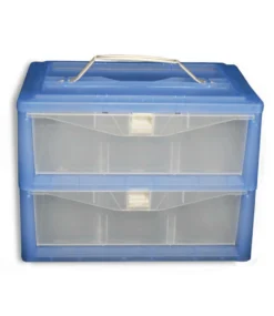 2 Drawer - 30 Cone Storage Box With Handle & Dividers - Blue R-STORBOX